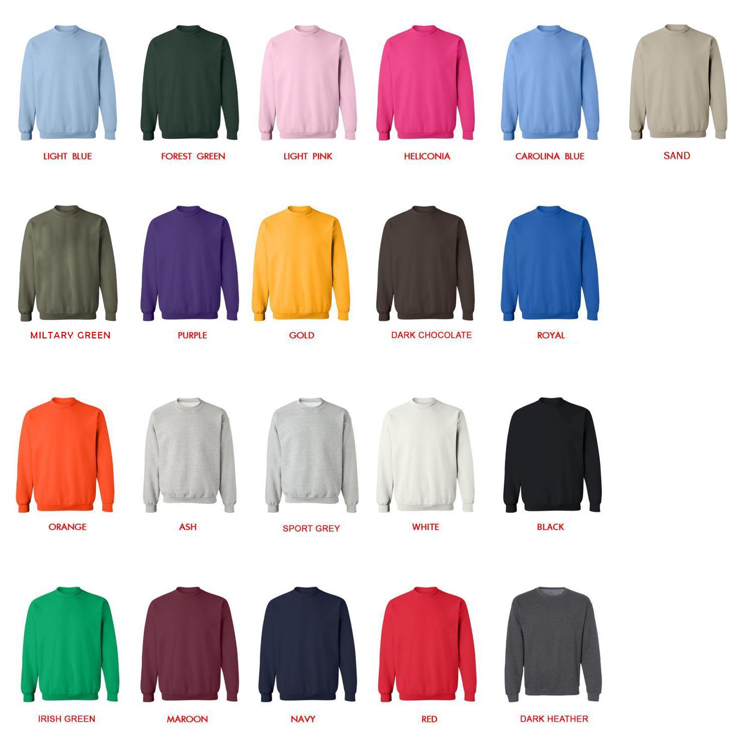 sweatshirt color chart - Gulch Band Shop