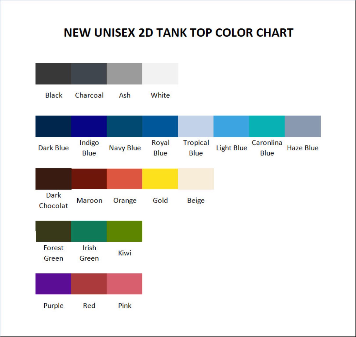 tank top color chart - Gulch Band Shop